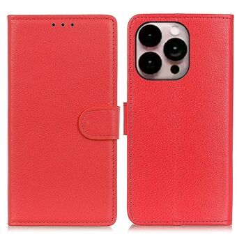 Til iPhone 14 Pro Max  Litchi Texture Anti-fald beskyttelse PU Læder Cover Stand Magnetic Wallet Cell Phone Case