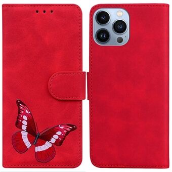 Til iPhone 14 Pro Max  Butterfly Mønster Udskrivning Telefon Case Skin-touch Feeling PU Læder Stand Feature Flip Cover