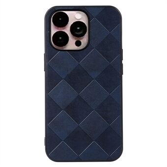 Til iPhone 14 Pro Max  letvægts anti-ridse telefoncover Grid Texture Drop-proof PU læder coated TPU + PC cover