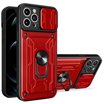 Til iPhone 14 Pro Max  Kickstand telefontaske Hårdt PC Blødt TPU Hybrid Cover med kortholder og skydelinsebeskyttelse