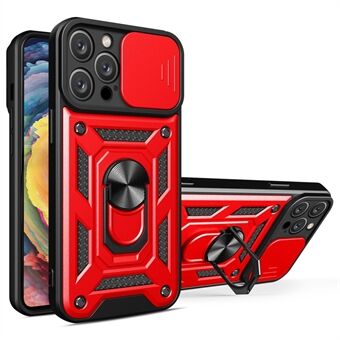 Til iPhone 14 Pro Max  Anti-fingeraftryk Telefon Shell Slide Kamerabeskyttelse PC + TPU Ring Kickstand Anti-ridse Telefon Cover Case