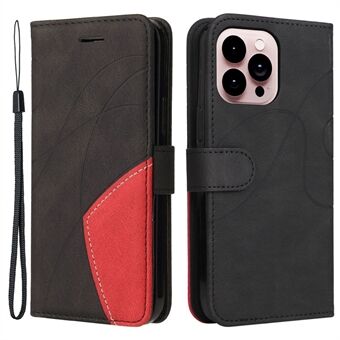 KT Leather Series-1 til iPhone 14 Pro Max  foldbart Stand telefoncover Tofarvet splejsning PU læder pung Folio Flip Cover