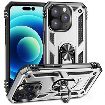 Til iPhone 14 Pro Max  Rotary Kickstand telefontaske Blød TPU hård pc-bagcover med indbygget metalplade