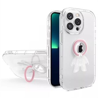 Til iPhone 14 Pro Max  Drop Resistant Spaceman Design Transparent TPU-telefoncover med PC- Ring Kickstand