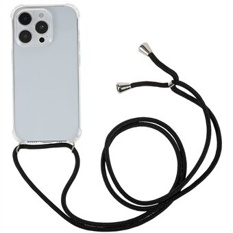 Til iPhone 14 Pro Max  faldsikkert forbedret hjørnetelefonetui Klar TPU-bagcover med snor
