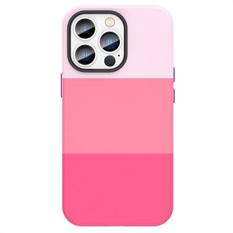 Til iPhone 14 Pro Max  3-farvet splejsningslædercoatet pc-mobiltelefon-etui Drop-sikker slidbestandig skal