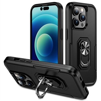 Defender Series til iPhone 14 Pro Max  Ring Kickstand Telefon Case PC + TPU Velbeskyttet Hybrid Cover
