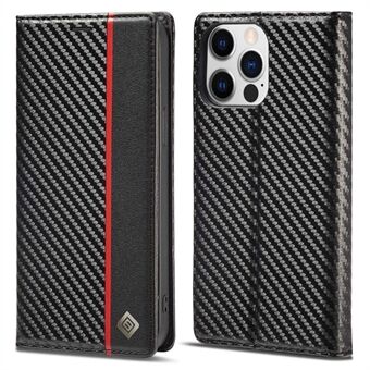 LC.IMEEKE til iPhone 14 Pro Max  Carbon Fiber Texture PU Læder Telefon Stødsikker etui Magnetisk Auto-lukkende Flip Stand Wallet Cover