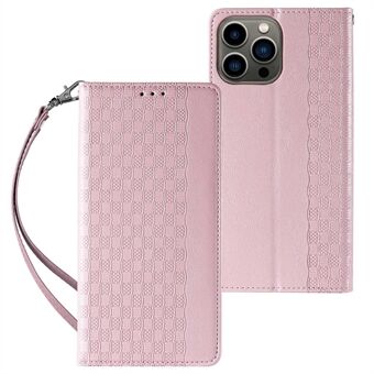 Til iPhone 14 Pro Max  påtrykt mønster PU-læder telefontaske Magnetisk Auto-lukkende Flip Stand Wallet Anti-drop cover med rem