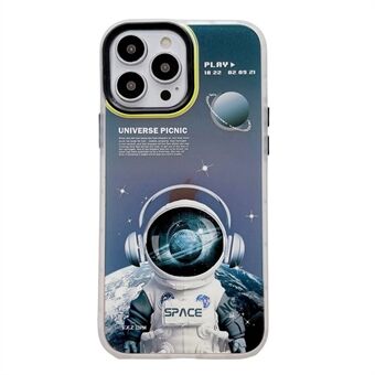 Til iPhone 14 Pro Max  Laser Effect Spaceman Pattern Telefonetui Aftageligt objektivramme Hard PC Bagcover