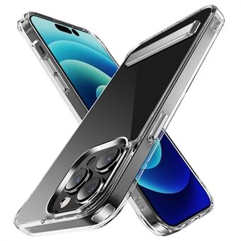 Til iPhone 14 Pro Max  Crystal 2.0 Anti-fall Blød TPU + hårdt PC-telefonetui Metal Kickstand Anti-Yellow Back Cover med 4 hjørner beskyttelse