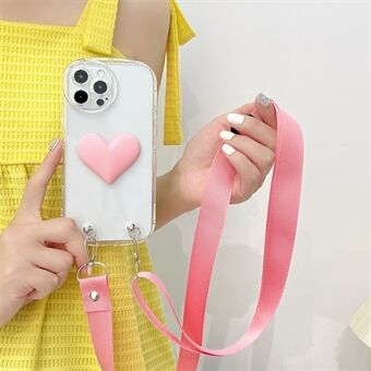 JSM Til iPhone 14 Pro Max 3D Hjerteform Decor TPU etui Anti-ridse telefoncover med skulderrem