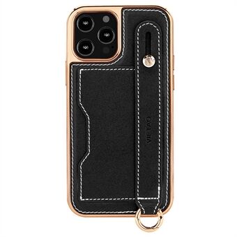 VIETAO til iPhone 14 Pro Max Anti-drop telefoncover Kickstand Ridsefast galvanisering telefoncover med kortslot og snor