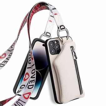 Til iPhone 14 Pro Max Beskyttelsescover med lynlåslomme med aftagelig tegnebog PU-læderbelagt TPU-telefoncover