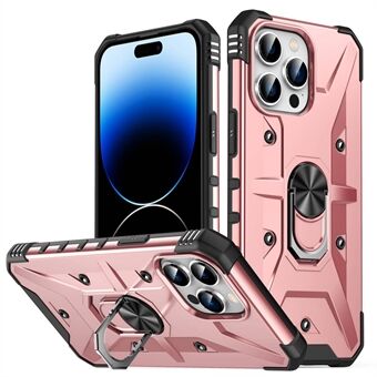 Til iPhone 14 Pro Max Armor Case Hard PC Blød TPU Slagfast beskyttelsescover med Ring Kickstand