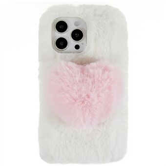 Til iPhone 14 Pro Max Soft Fluffy Plush TPU beskyttelsescover Love Heart Design Vintertelefonbagcover