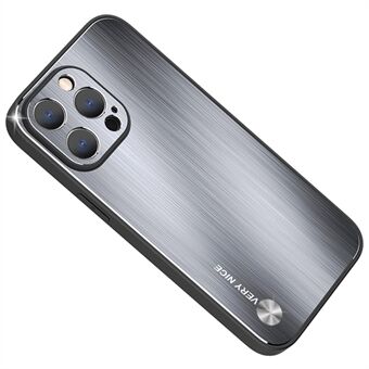 Hårdt børstet mobiltelefoncover til iPhone 14 Pro Max, TPU+aluminiumslegering bagside cover til telefonskal