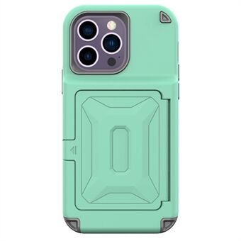 Til iPhone 14 Pro Max Cardcase Series Kickstand Kortholder Telefon Case PC + TPU fortykket cover med spejlfunktion