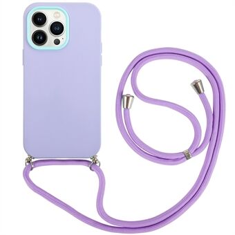 Til iPhone 14 Pro Max PC-ramme + Lens Ring + TPU-etui 3-i-1 telefon Anti-ridse Anti-drop cover med snor