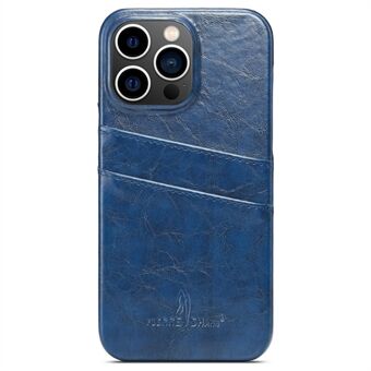 FIERRE SHANN til iPhone 14 Pro Max kortpladser Design olievoks PU læderbelagt hård pc-telefontaske Drop-sikkert cover