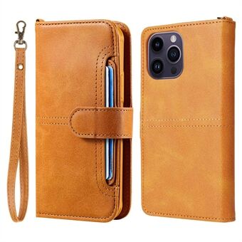KT Leather Series-4 til iPhone 14 Pro Max 2-i-1 aftageligt TPU-bagcover Faldsikkert PU-læder telefonstativ Stand med rem