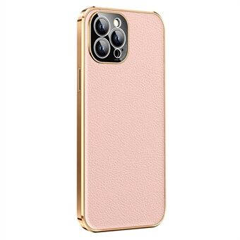 Anti-Drop Slim Case til iPhone 14 Pro Max Beskyttelsesetui Ægte læderbelagt galvanisering TPU telefoncover