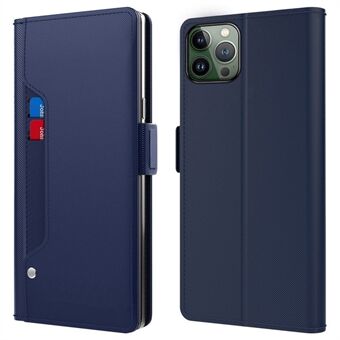 Til iPhone 14 Pro Max PU Læder Flip Case Kortholdere Stand Dobbelt magnetisk lås Beskyttende telefoncover med makeup spejl