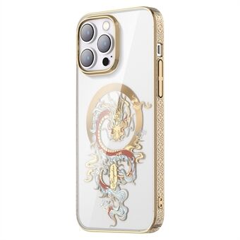 KINGXBAR Myth Series Magnetic Case til iPhone 14 Pro Max Kompatibel med MagSafe, Laser Carving Design Hard PC Transparent elektrobelagt telefoncover