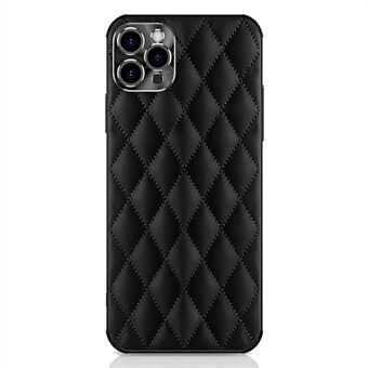 Til iPhone 14 Pro Max Rhombus Texture Phone Case Forhøjet Bezel Beskyttelse PU Læder+TPU Anti-støv Mobiltelefon Cover