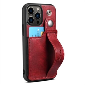 SUTENI H12 Series til iPhone 14 Pro Max Drop-sikker telefonetui Kortholder Udtrækkeligt armbånd Kickstand læderbelagt pc + TPU mobiltelefon cover