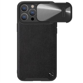 NILLKIN telefoncover til iPhone 14 Pro Max Hudvenlig PU-læderbelagt pc + TPU-telefoncover med skydekamerabeskyttelse Kompatibel med MagSafe-opladning