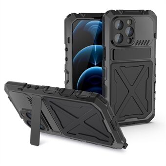 R-JUST Anti-drop telefoncover til iPhone 14 Pro Max, silikone + metal Ridsefast mobiltelefoncover Kickstand