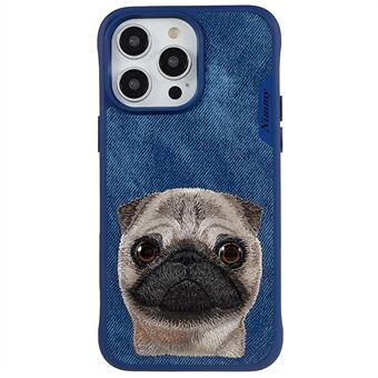 NIMMY Big Eyes Pet Series til iPhone 14 Pro Max Embroidery Animal Phone Case PU Læder + PC + TPU Anti-ridse beskyttelsescover