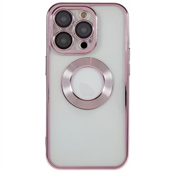 Til iPhone 14 Pro Max galvaniseringskanter Gennemsigtigt telefontaske CD-tekstur Ring huldesign Blødt TPU stødsikkert cover med indbygget kameralinsebeskytter