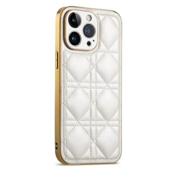 SUTENI til iPhone 14 Pro Max Rhombus Design Skin-touch PU-læderbelagt TPU+PC-telefonetui Galvanisering, faldsikkert cover