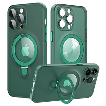 Til iPhone 14 Pro Max Magnetisk Kickstand Telefoncover Mat PC+TPU Mobiltelefoncover med glaslinsebeskytter
