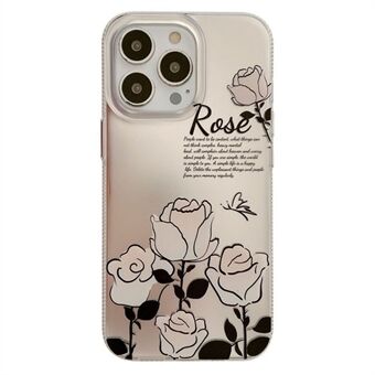 Til iPhone 14 Pro Max TPU-telefoncover Hot Stamping IMD-blomstermønsterudskrivning bagcover