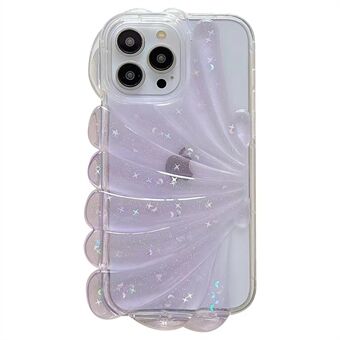 Til iPhone 14 Pro Max Sparkly Star Epoxy Telefoncover Blød TPU Sød 3D Sea Shell Anti-Slip Cover