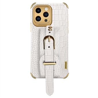 Crocodile Texture Protective Case til iPhone 14 Pro Max galvaniseringstelefontaske med håndstrop Stativ