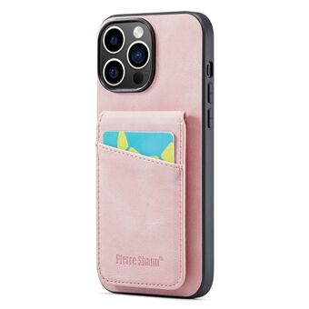 FIERRE SHANN Til iPhone 14 Pro Max Kickstand Telefon-etui Kortholder PU-læder + TPU-cover