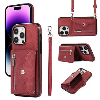 Til iPhone 14 Pro Max PU-læder+TPU-telefoncover Kickstand-bagcover med RFID-blokeringskorttaske