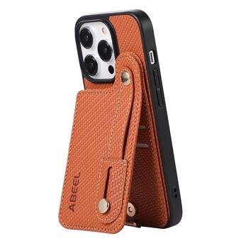 ABEEL Style 03 til iPhone 14 Pro Max PU-læder+TPU RFID-blokeringskortdæksel Carbon Fiber Texture Telefon Kickstand-etui