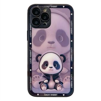Til iPhone 14 Pro Max hærdet glas+TPU-telefoncover Shadow Panda-mønstercover med linsefilm