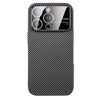 Anti-ridse pc-cover til iPhone 14 Pro Max Carbon Fiber Texture telefonskal med linseglasfilm