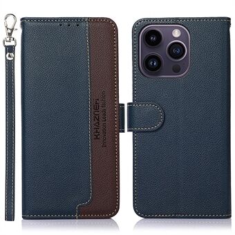 KHAZNEH Til iPhone 14 Pro Max Lædertelefontaske RFID-blokerende telefoncover Litchi Texture Stand Wallet