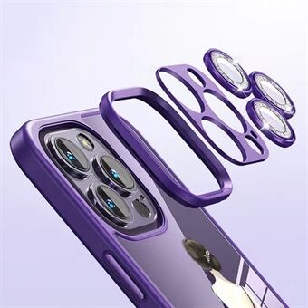 Til iPhone 14 Pro Max telefoncover Skønhedsmønster print TPU + hærdet glascover med glitter linsebeskytter