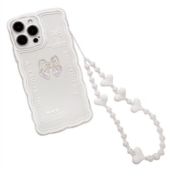 Til iPhone 14 Pro Max Slim-Fit TPU Shell Klart telefoncover Bowknot Decor Cell Phone Case med håndledsrem