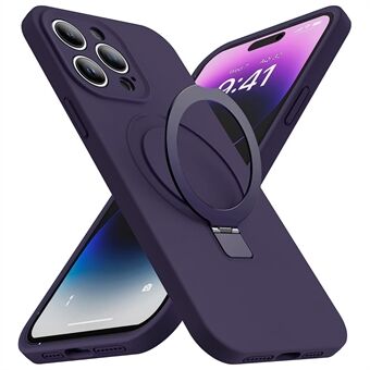 Til iPhone 14 Pro Max Kompatibel med MagSafe Phone Case Flydende Silikone Cover med Kickstand Design