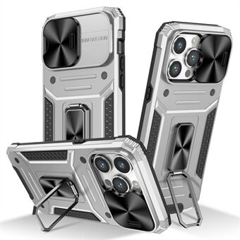 Til iPhone 14 Pro Max PC+TPU telefontaske Drop Protection Kickstand Cover med skydekamerabeskyttelse
