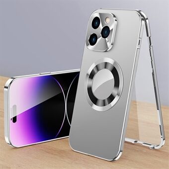 Til iPhone 14 Pro Max Magnetisk klart telefoncover kompatibel med MagSafe aluminiumslegeringsramme+hærdet glas+pc-bagcover